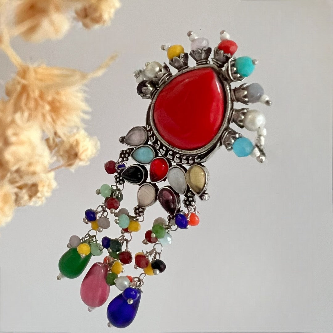 ELEANOR BEADED SEMI HANDMADE OXIDIZED EARRING ER134