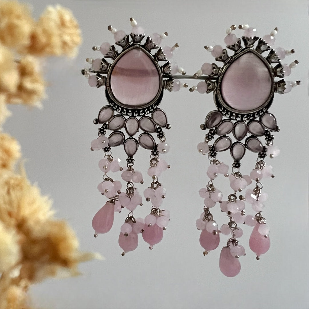ELEANOR BEADED SEMI HANDMADE OXIDIZED EARRING ER134