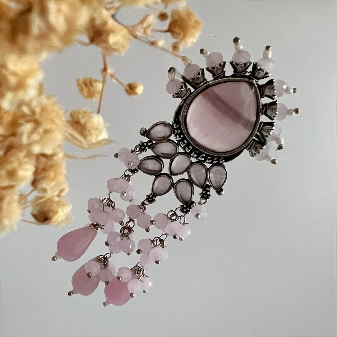 ELEANOR BEADED SEMI HANDMADE OXIDIZED EARRING ER134