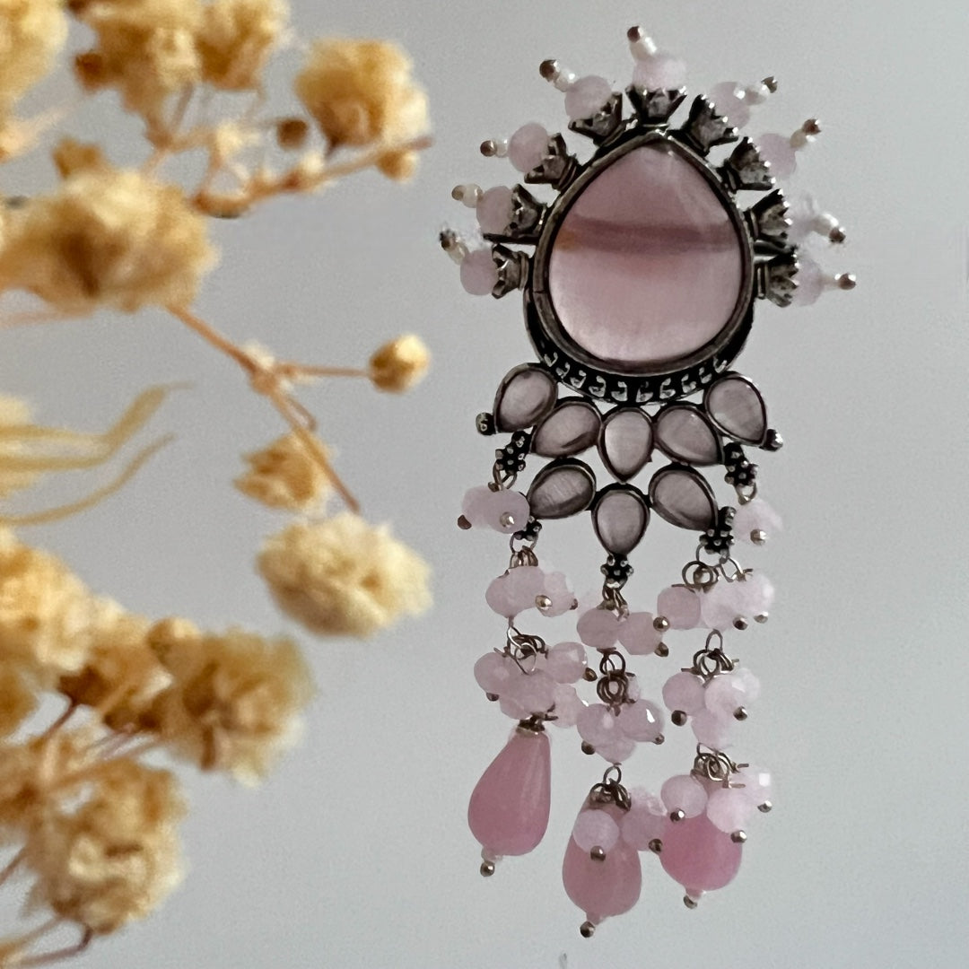 ELEANOR BEADED SEMI HANDMADE OXIDIZED EARRING ER134