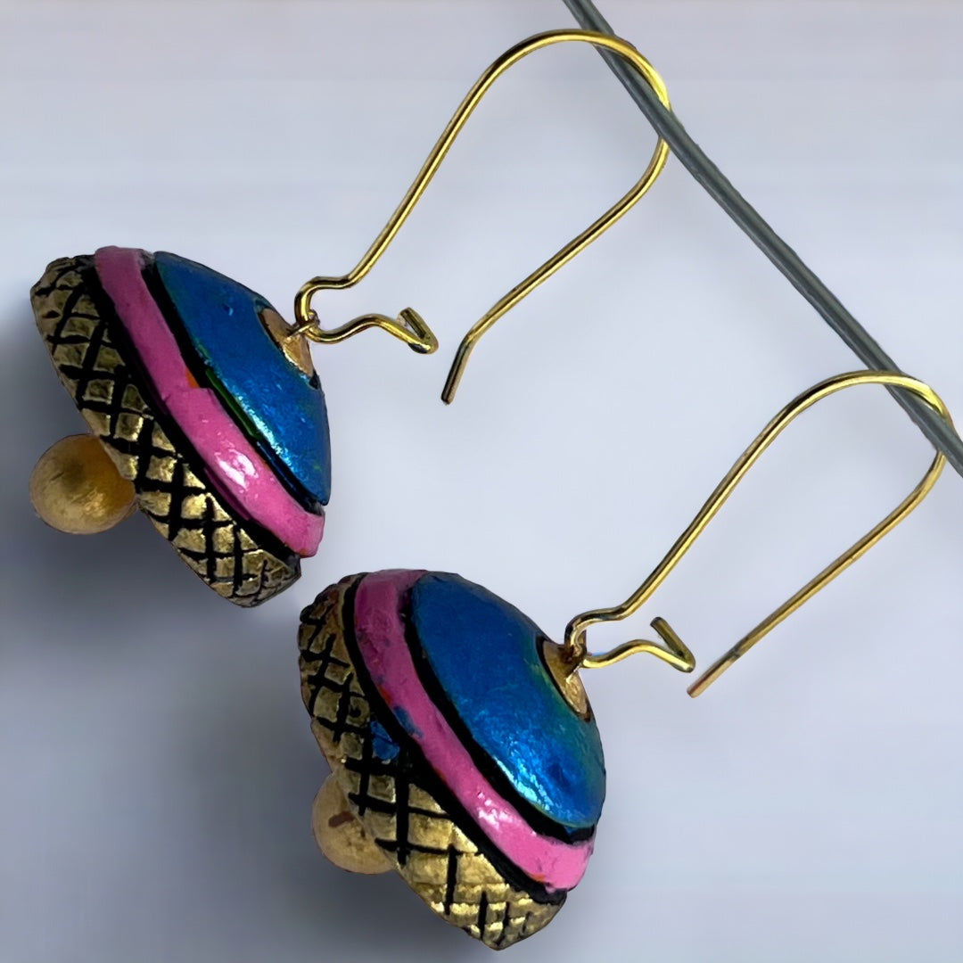 HOOPY BLUE TERRACOTTA HANDMADE JHUMKAS TR61