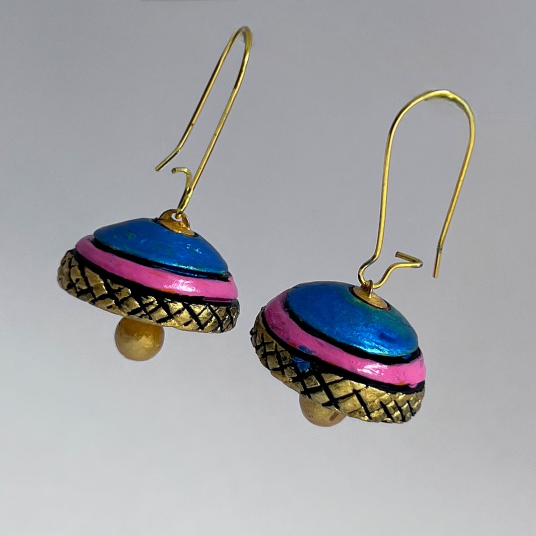 HOOPY BLUE TERRACOTTA HANDMADE JHUMKAS TR61