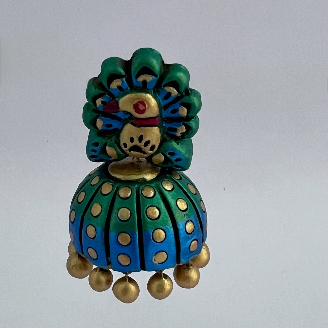 PEA PEACOCK TERRACOTTA HANDMADE JHUMKAS TR66