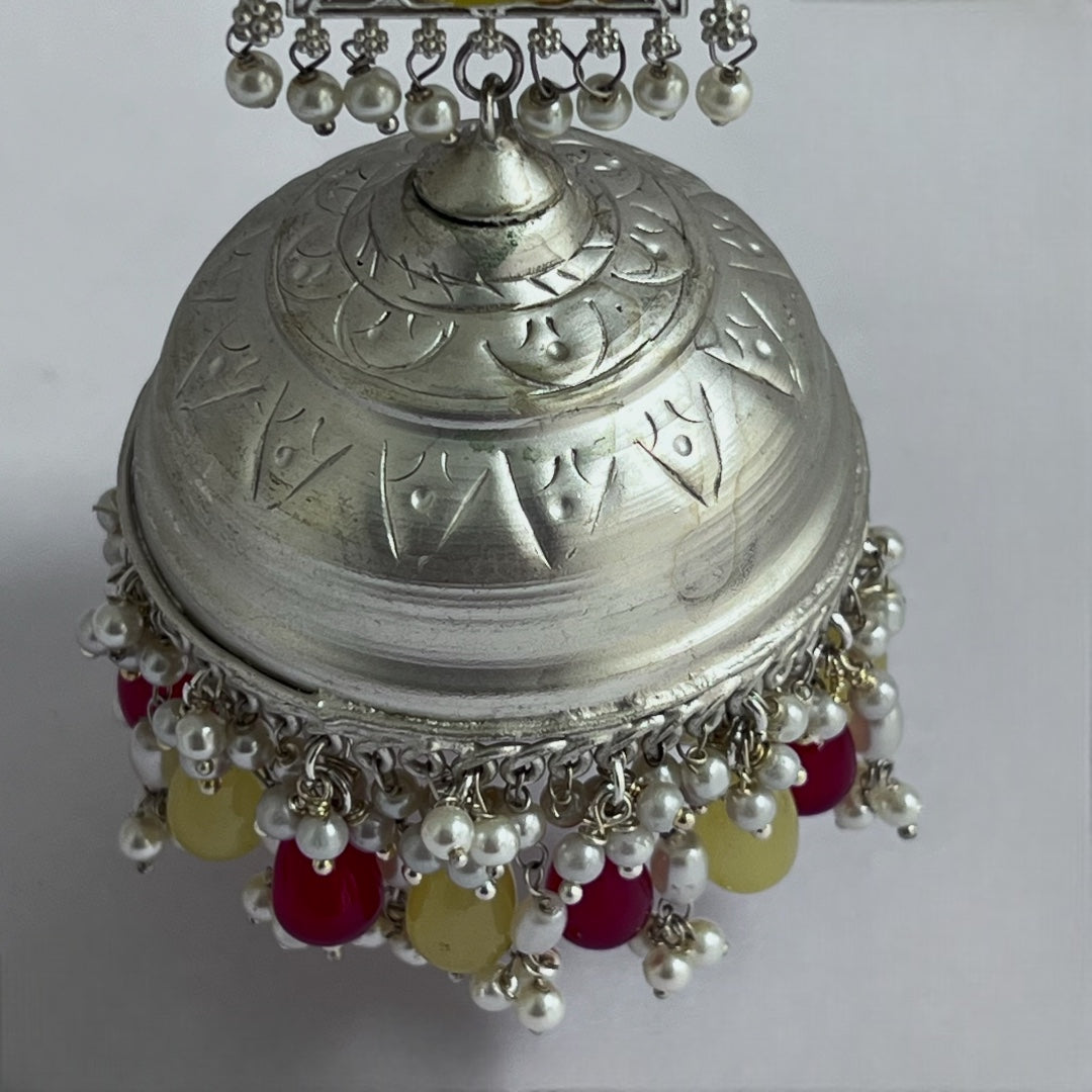 RIHANA SILVER LOOK ALIKE PREMIUM POLISH HANDMADE JHUMKA ER224