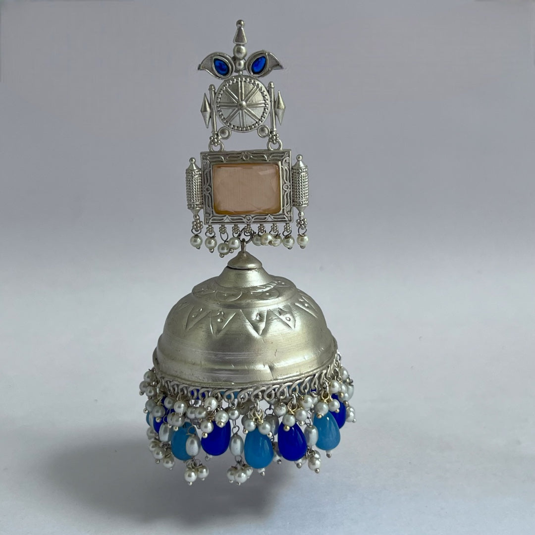 RIHANA SILVER LOOK ALIKE PREMIUM POLISH HANDMADE JHUMKA ER224