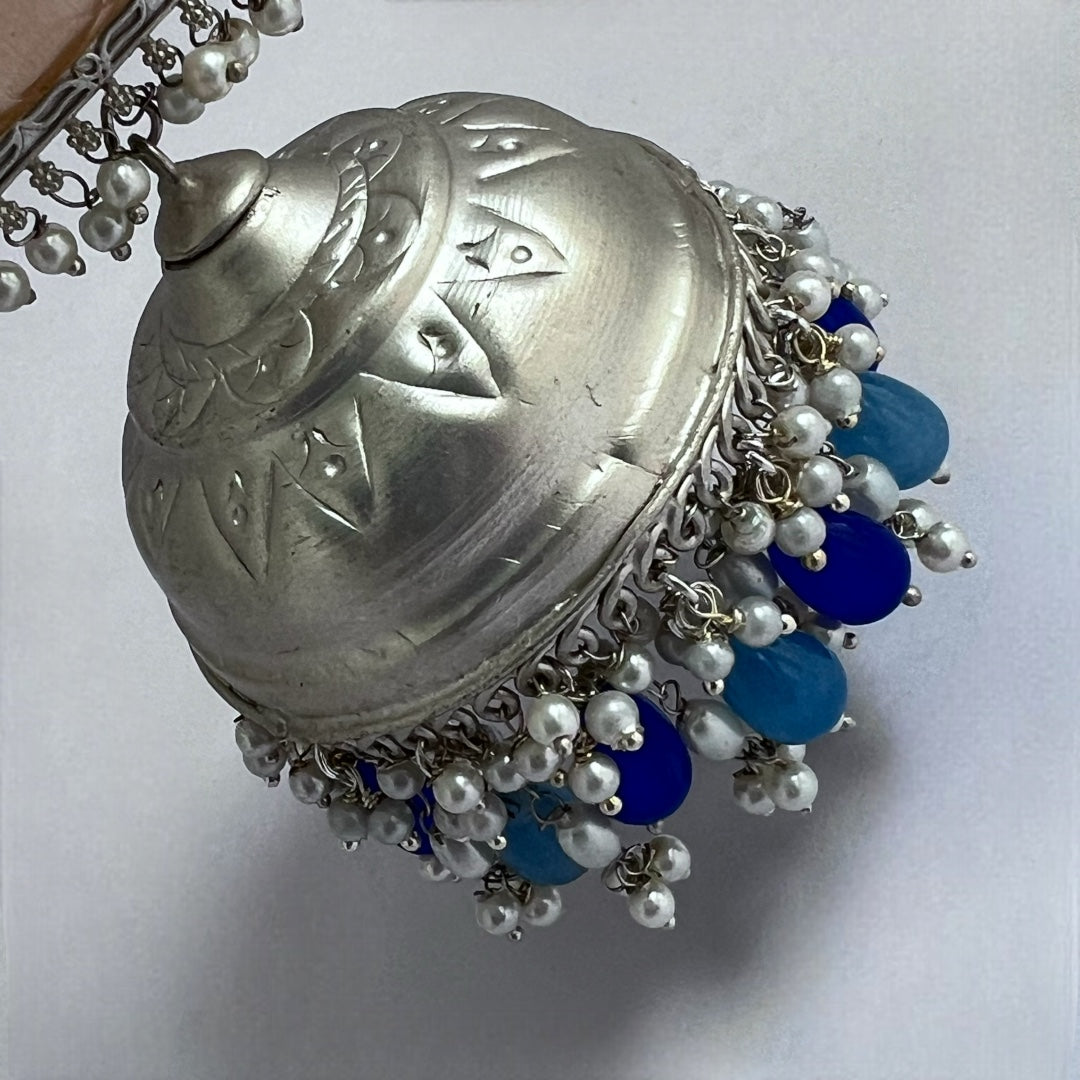 RIHANA SILVER LOOK ALIKE PREMIUM POLISH HANDMADE JHUMKA ER224