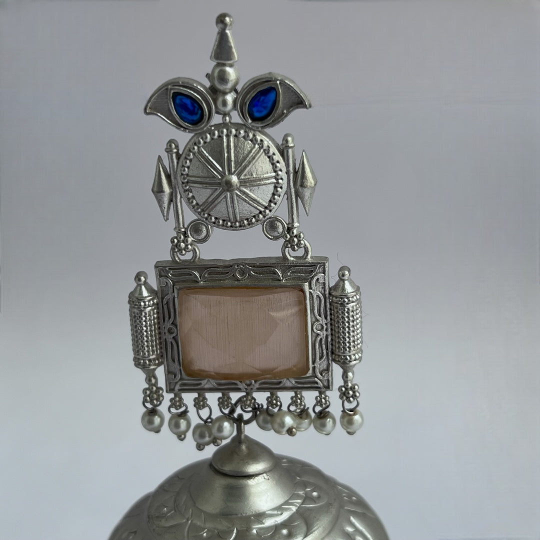 RIHANA SILVER LOOK ALIKE PREMIUM POLISH HANDMADE JHUMKA ER224