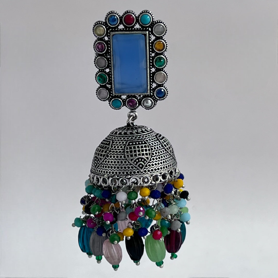 VEDHA OXIDIZED MONALISA SEMI HANDMADE JHUMKA ER159