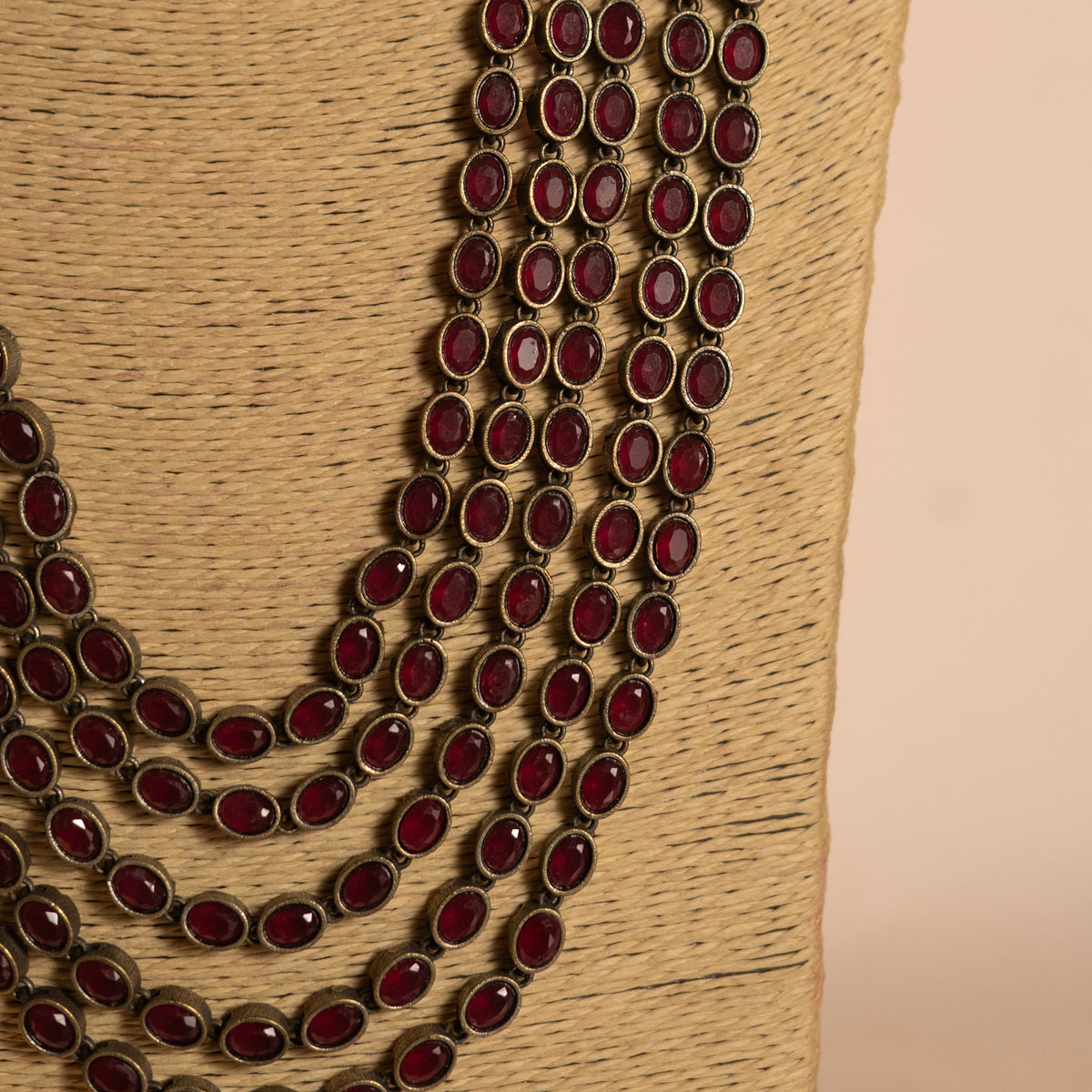 KANIHA FAUX SILVER STONE LAYERED RUSTIC FINISH SEMIHANDE NECKLACE WITH EARRINGS NL142