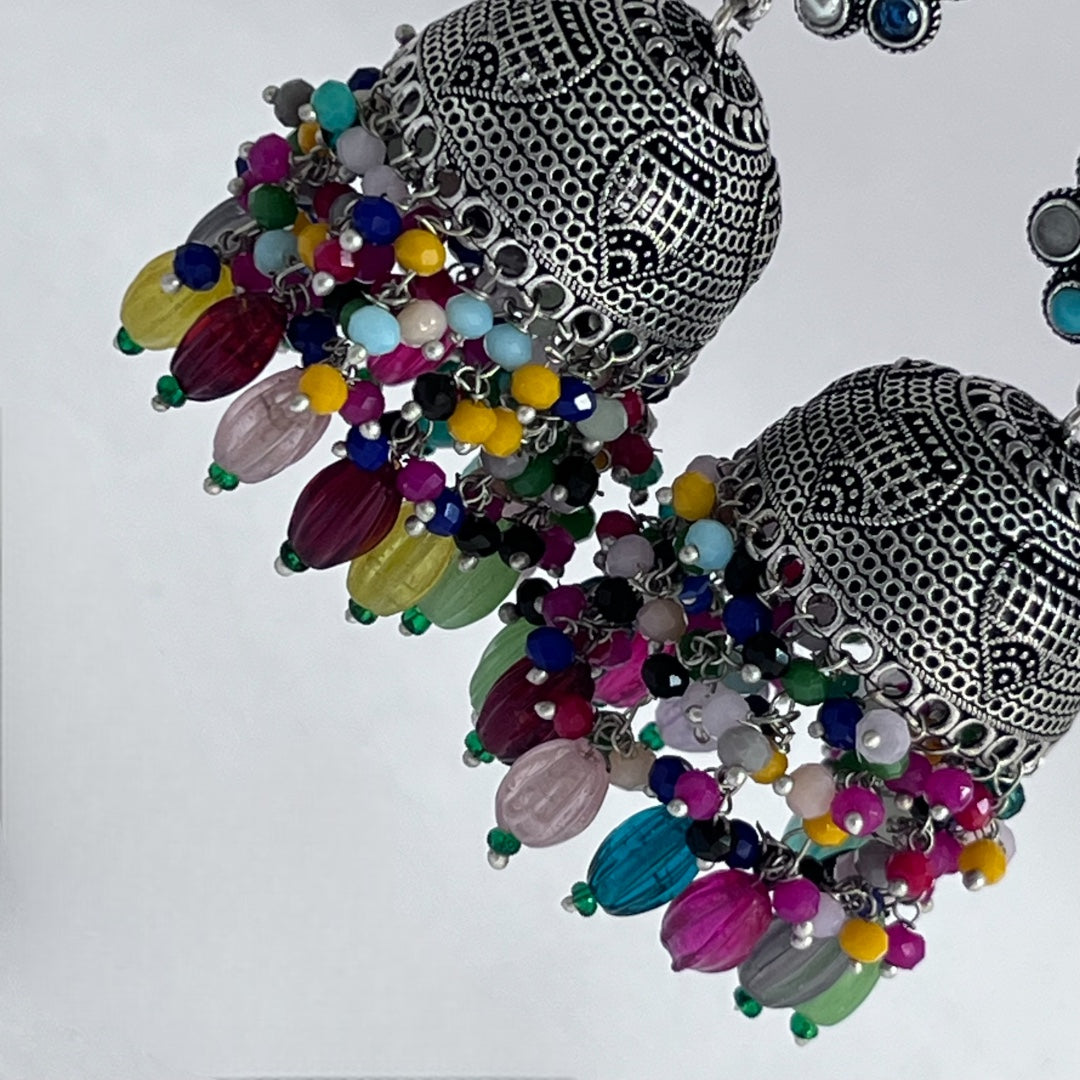 VEDHA OXIDIZED MONALISA SEMI HANDMADE JHUMKA ER159