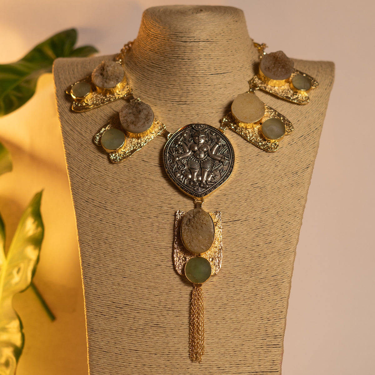 DURGA BIJOUX EXCLUSIVE HANDMADE RAW STONE STATEMENT MALA ML48