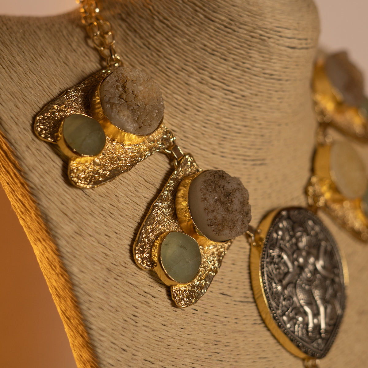 DURGA BIJOUX EXCLUSIVE HANDMADE RAW STONE STATEMENT MALA ML48