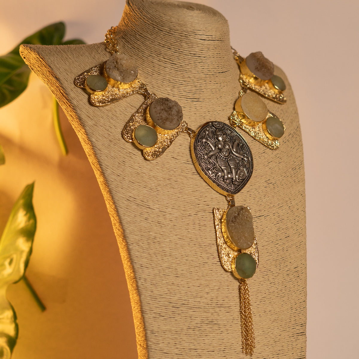 DURGA BIJOUX EXCLUSIVE HANDMADE RAW STONE STATEMENT MALA ML48