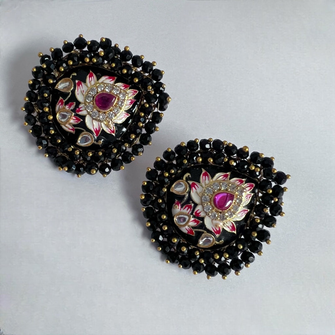 COCO SEMI HANDMADE MEENAKARI GOLD-TONED EARRING-ER160