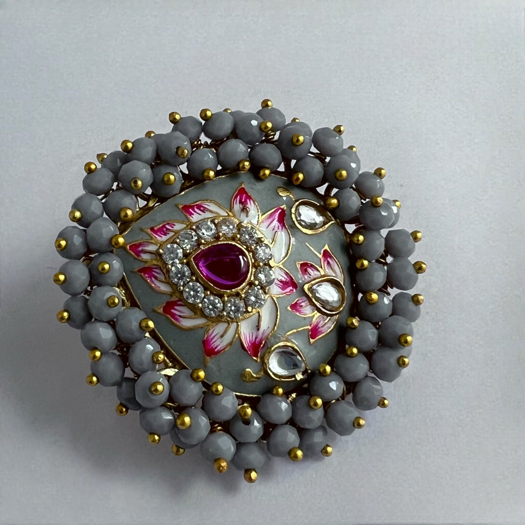 COCO SEMI HANDMADE MEENAKARI GOLD-TONED EARRING-ER160