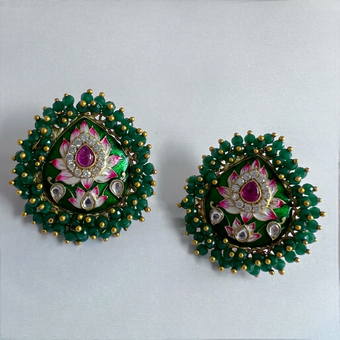 COCO SEMI HANDMADE MEENAKARI GOLD-TONED EARRING-ER160
