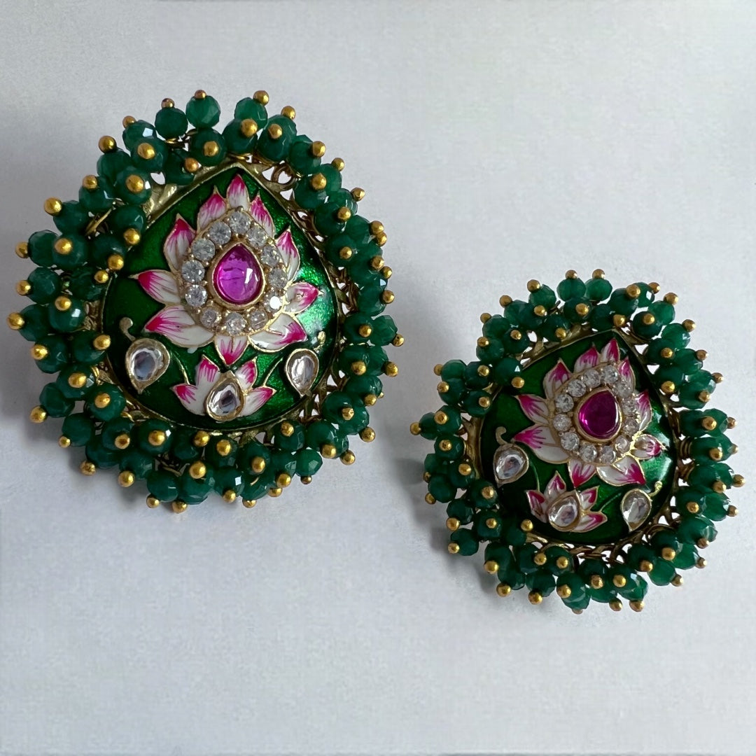 COCO SEMI HANDMADE MEENAKARI GOLD-TONED EARRING-ER160
