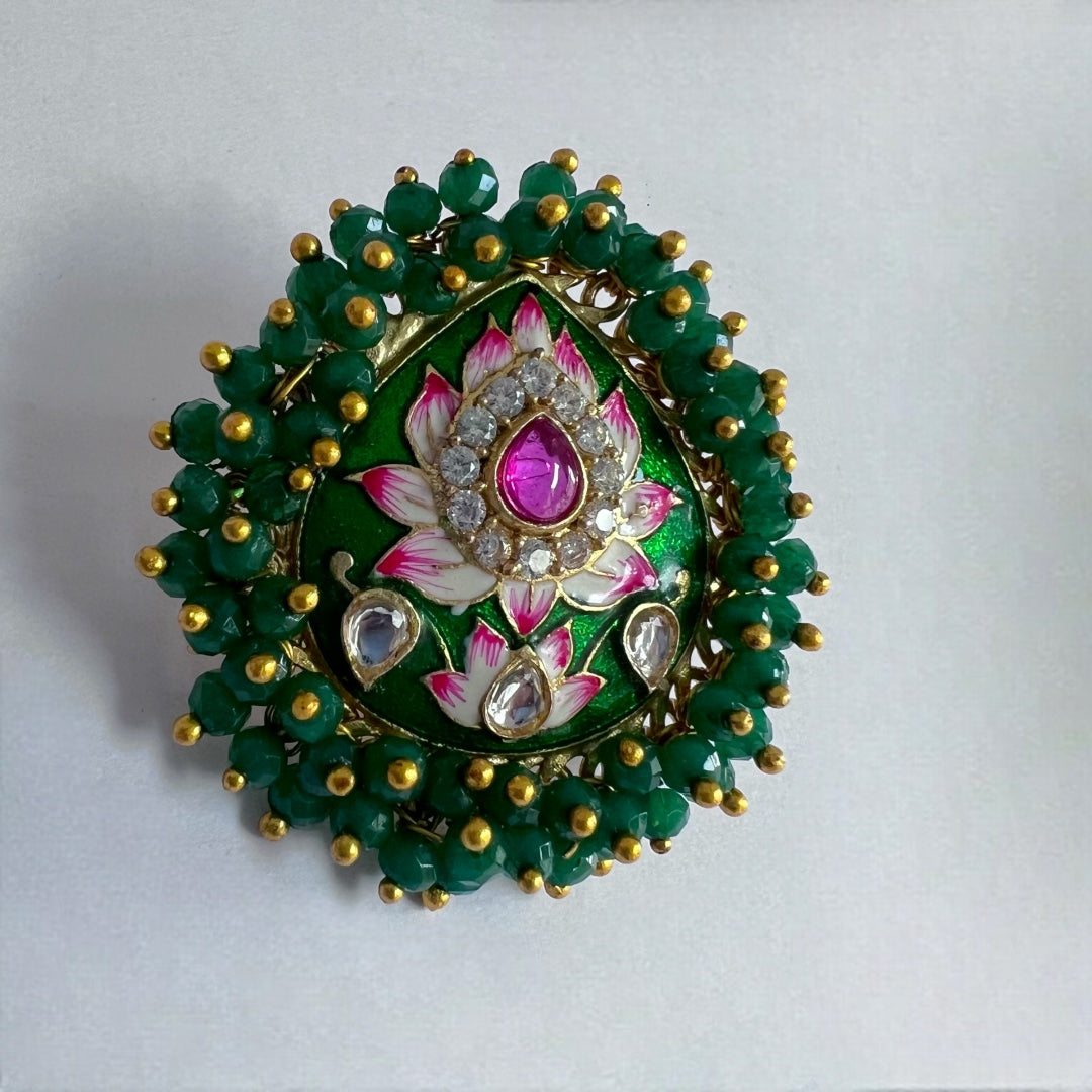 COCO SEMI HANDMADE MEENAKARI GOLD-TONED EARRING-ER160