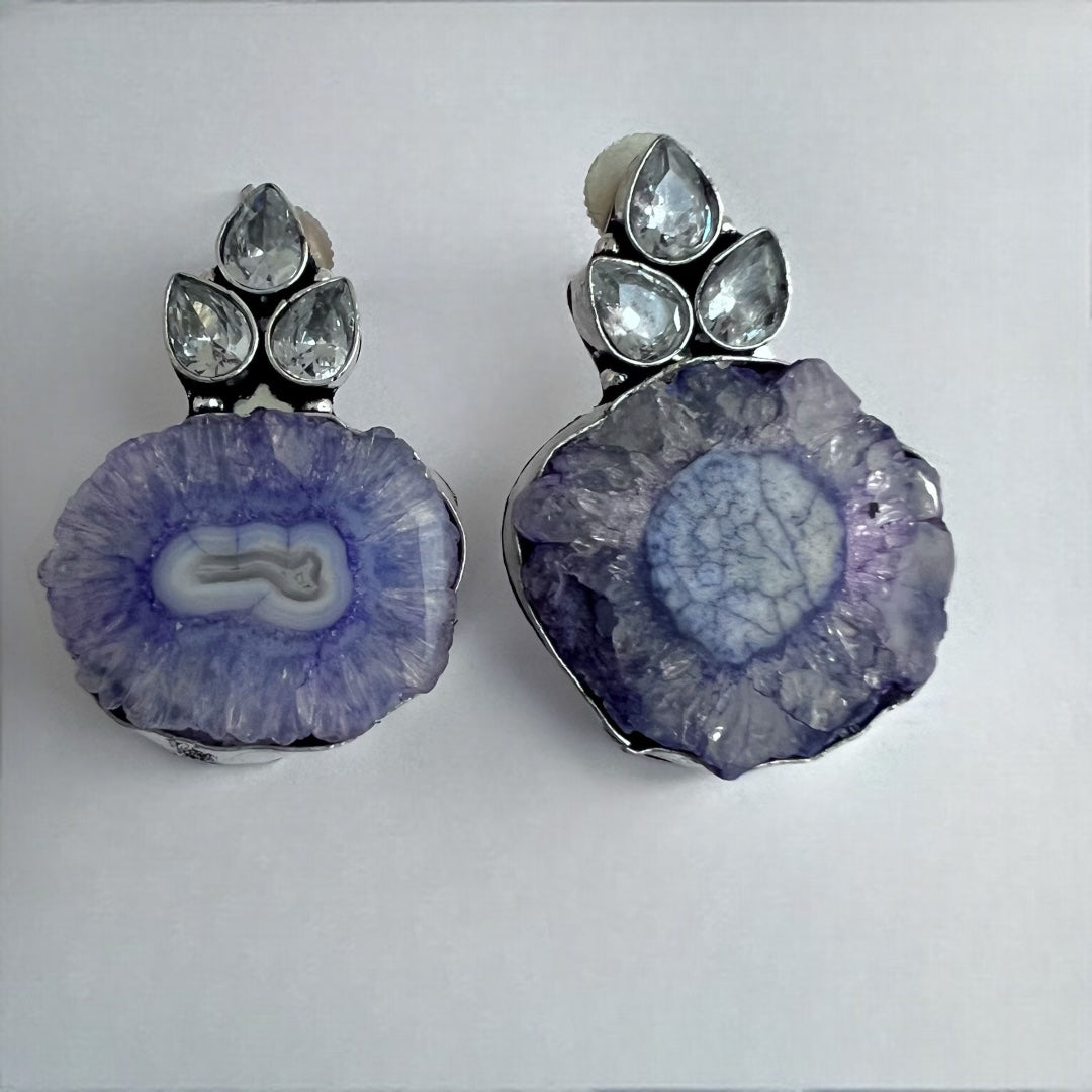 DRUZY LIFE SILVER LOOK ALIKE SEMI-HANDMADE EARRINGS ER163