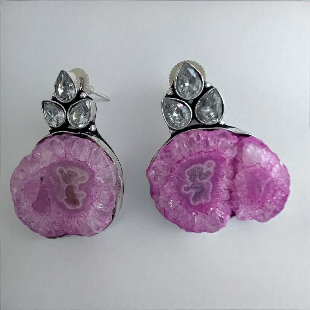 DRUZY LIFE SILVER LOOK ALIKE SEMI-HANDMADE EARRINGS ER163