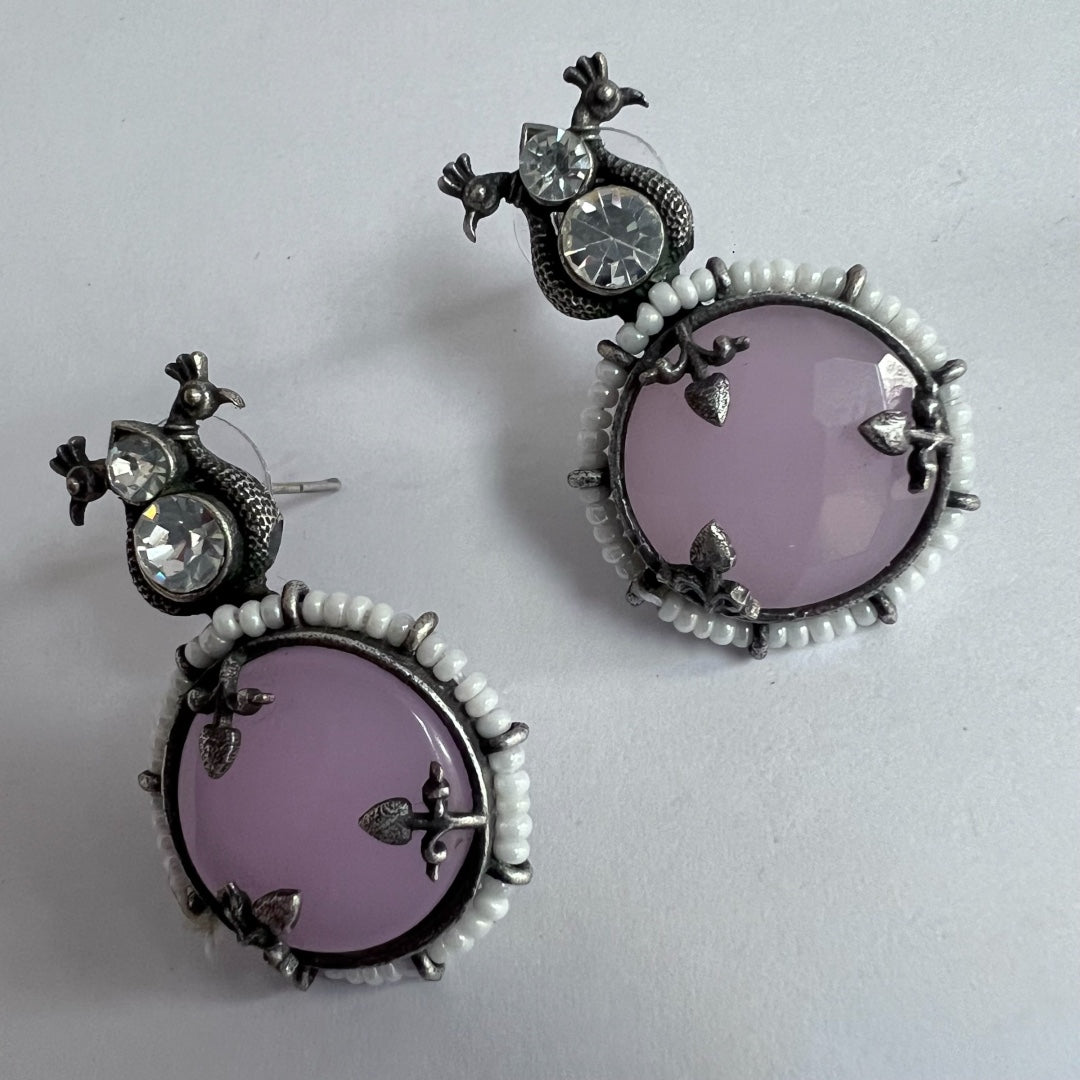 STONY HORNY SILVER LOOK ALIKE SEMI-HANDMADE STUD ER192