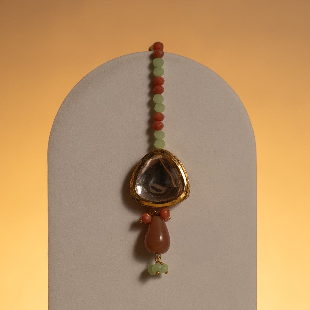 LITHINA KUNDAN AND HAIN PAINTED BEADS HANDMADE NECKPIECE NECKLACE NL56