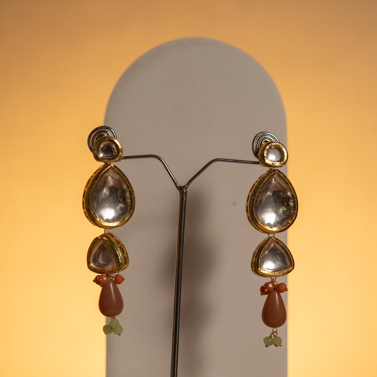 LITHINA KUNDAN AND HAIN PAINTED BEADS HANDMADE NECKPIECE NECKLACE NL56