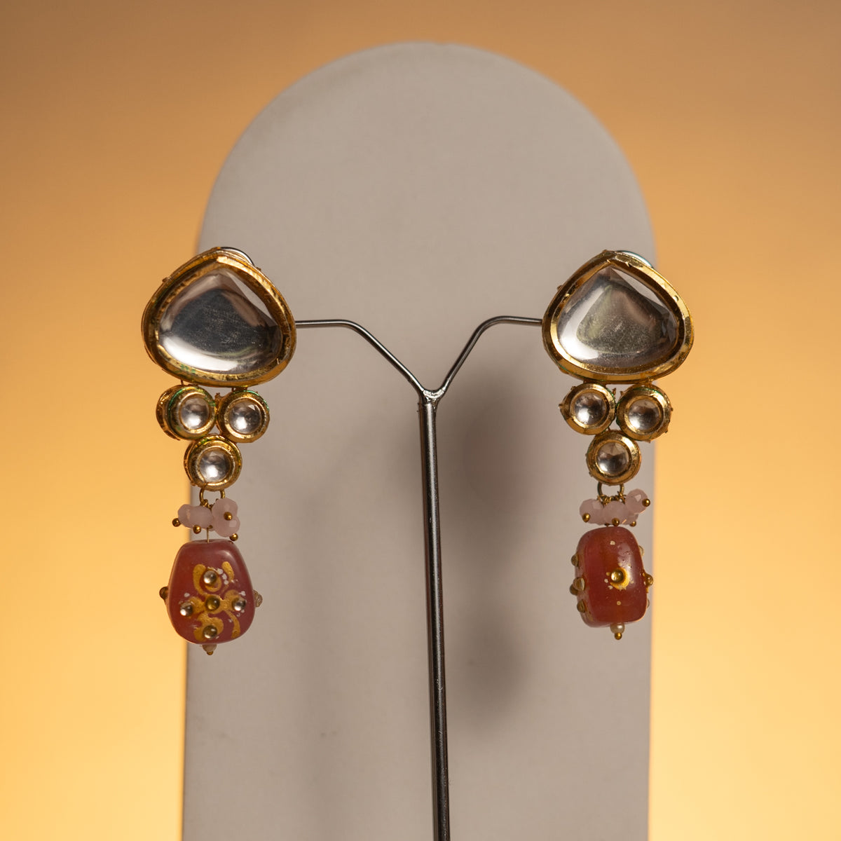 VIHAYA KUNDAN AND HAIN PAINTED BEADS HANDMADE NECKPIECE NECKLACE NL57