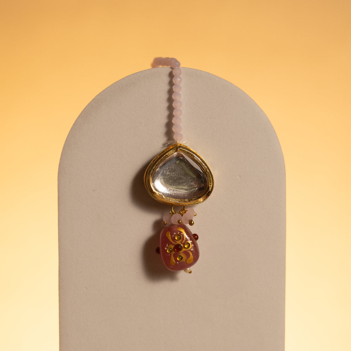 VIHAYA KUNDAN AND HAIN PAINTED BEADS HANDMADE NECKPIECE NECKLACE NL57