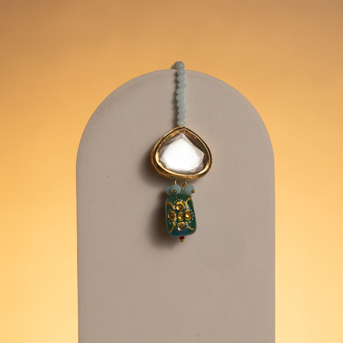 VIHAYA KUNDAN AND HAIN PAINTED BEADS HANDMADE NECKPIECE NECKLACE NL57