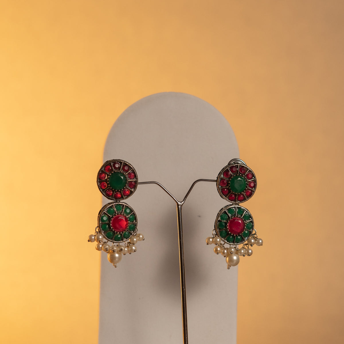 VINAYA FAUX SILVER BIJOUX PREMIUM AND EXCLUSIVE SEMI HANDMADE NECKLACE WITH EARRINGS NL136