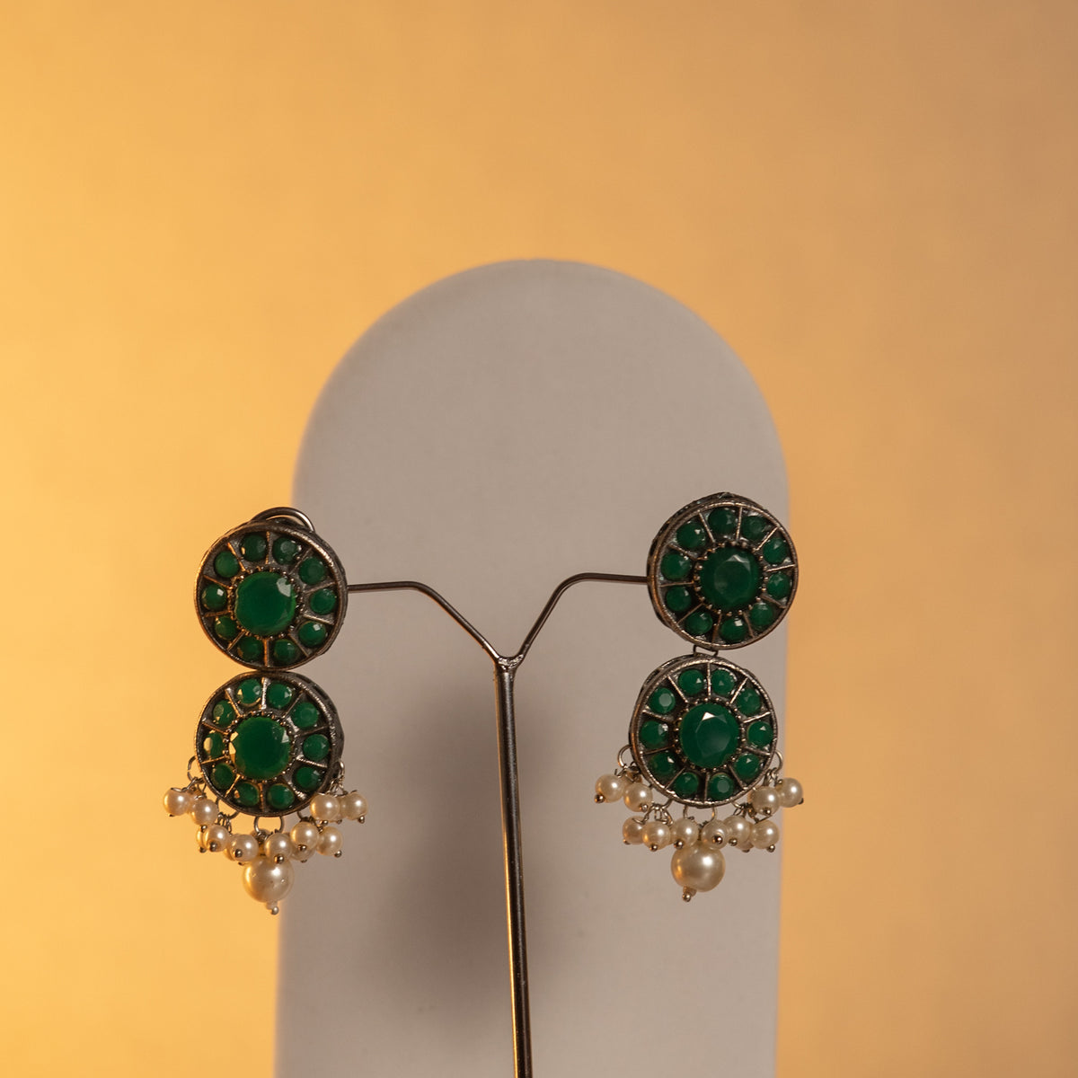 VINAYA FAUX SILVER BIJOUX PREMIUM AND EXCLUSIVE SEMI HANDMADE NECKLACE WITH EARRINGS NL136