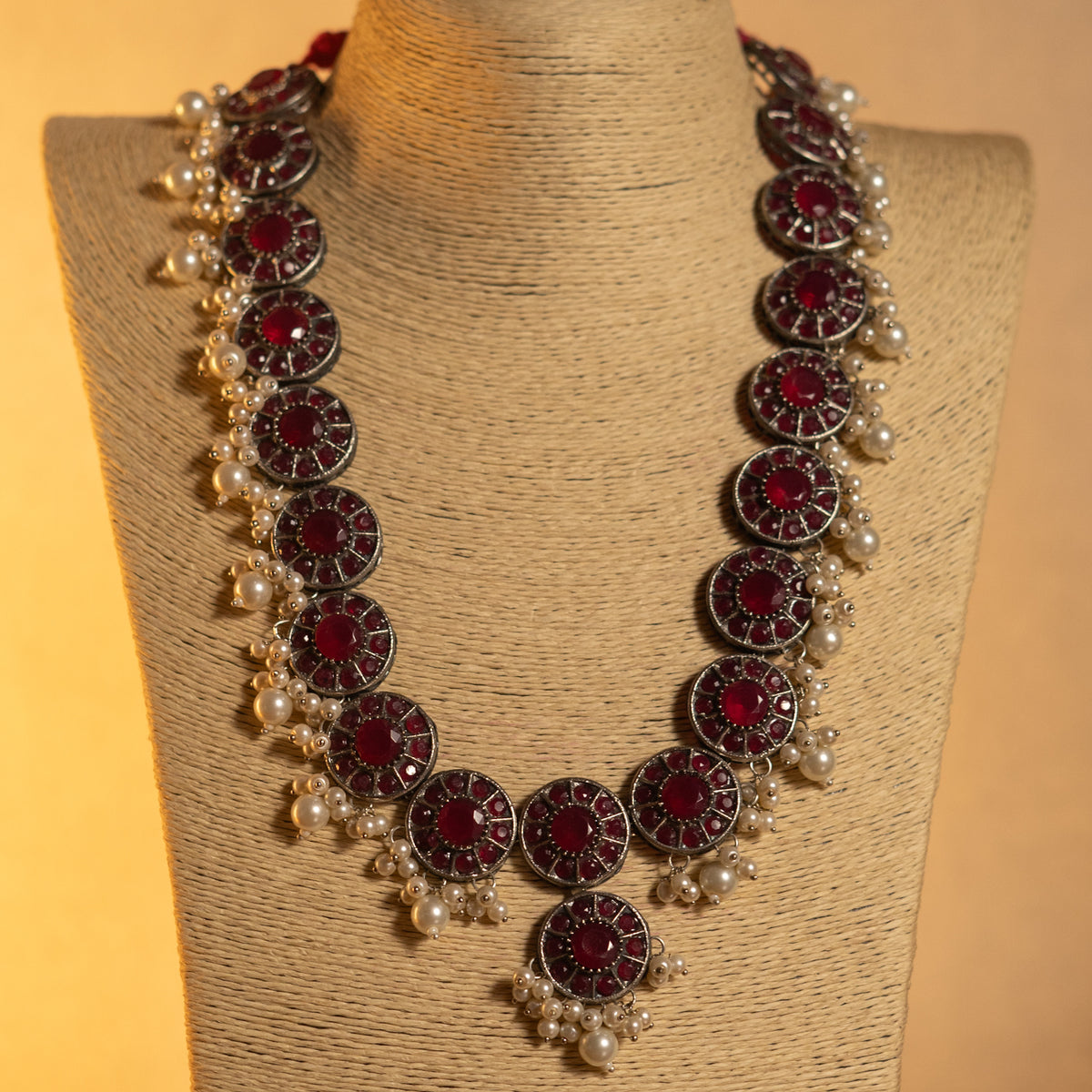 VINAYA FAUX SILVER BIJOUX PREMIUM AND EXCLUSIVE SEMI HANDMADE NECKLACE WITH EARRINGS NL136