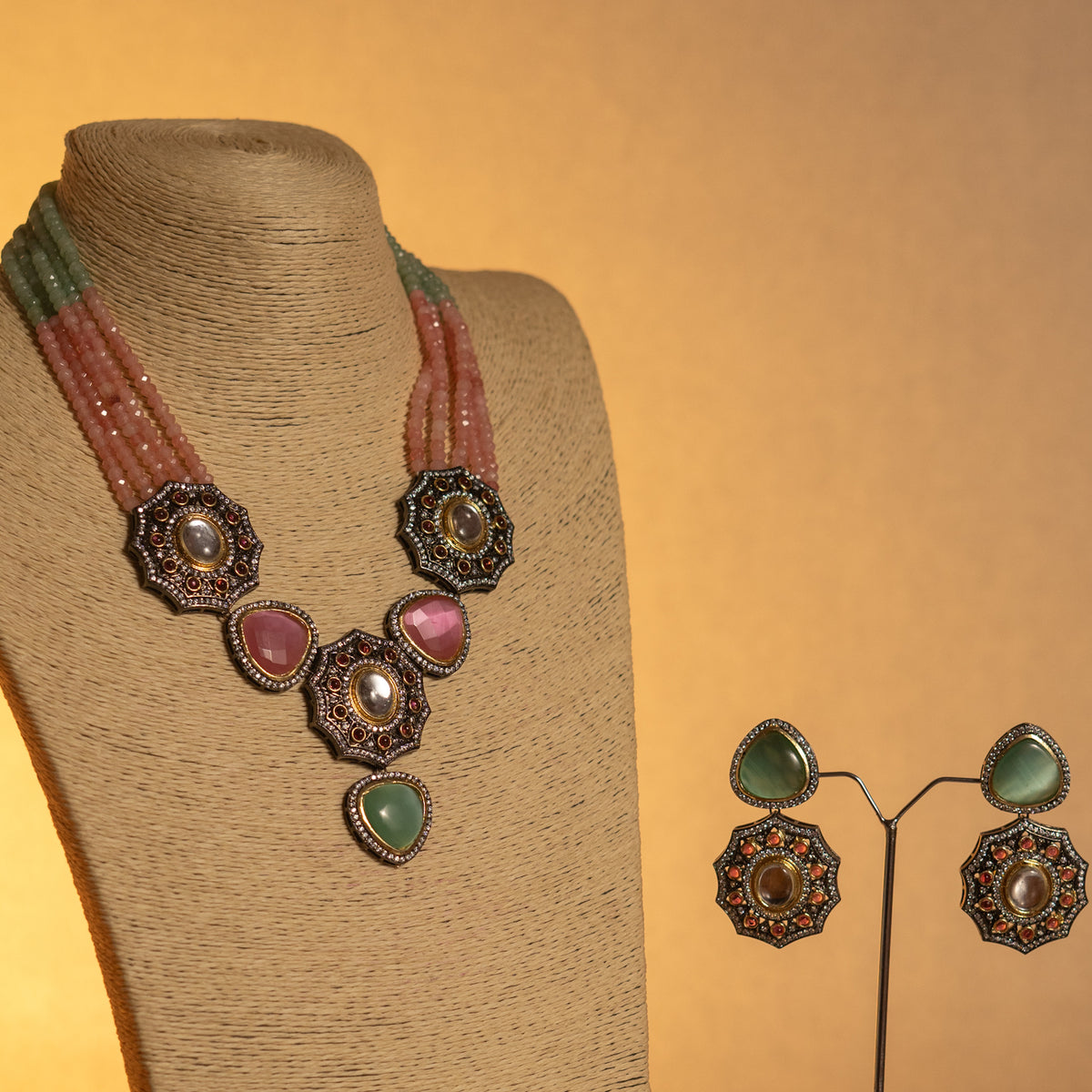 RAKSHINI CLASSIC LAYERED ONEX HANDMADE NECKLACE NL51