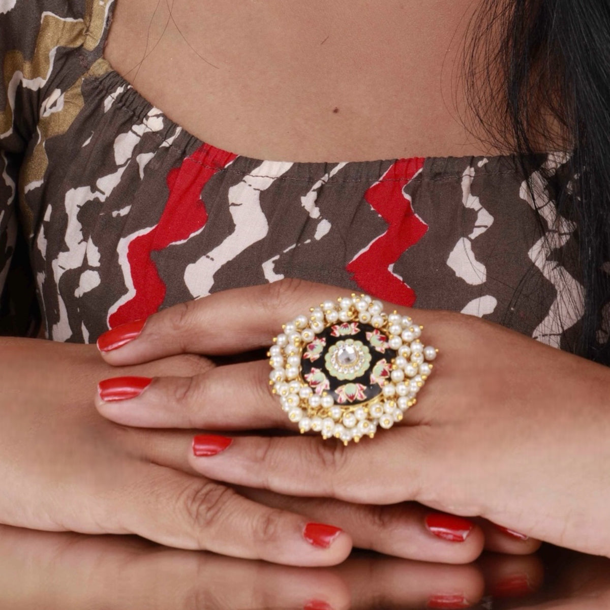 THOORIKA GOLD TONED PREMIUM HANDMADE RING R35