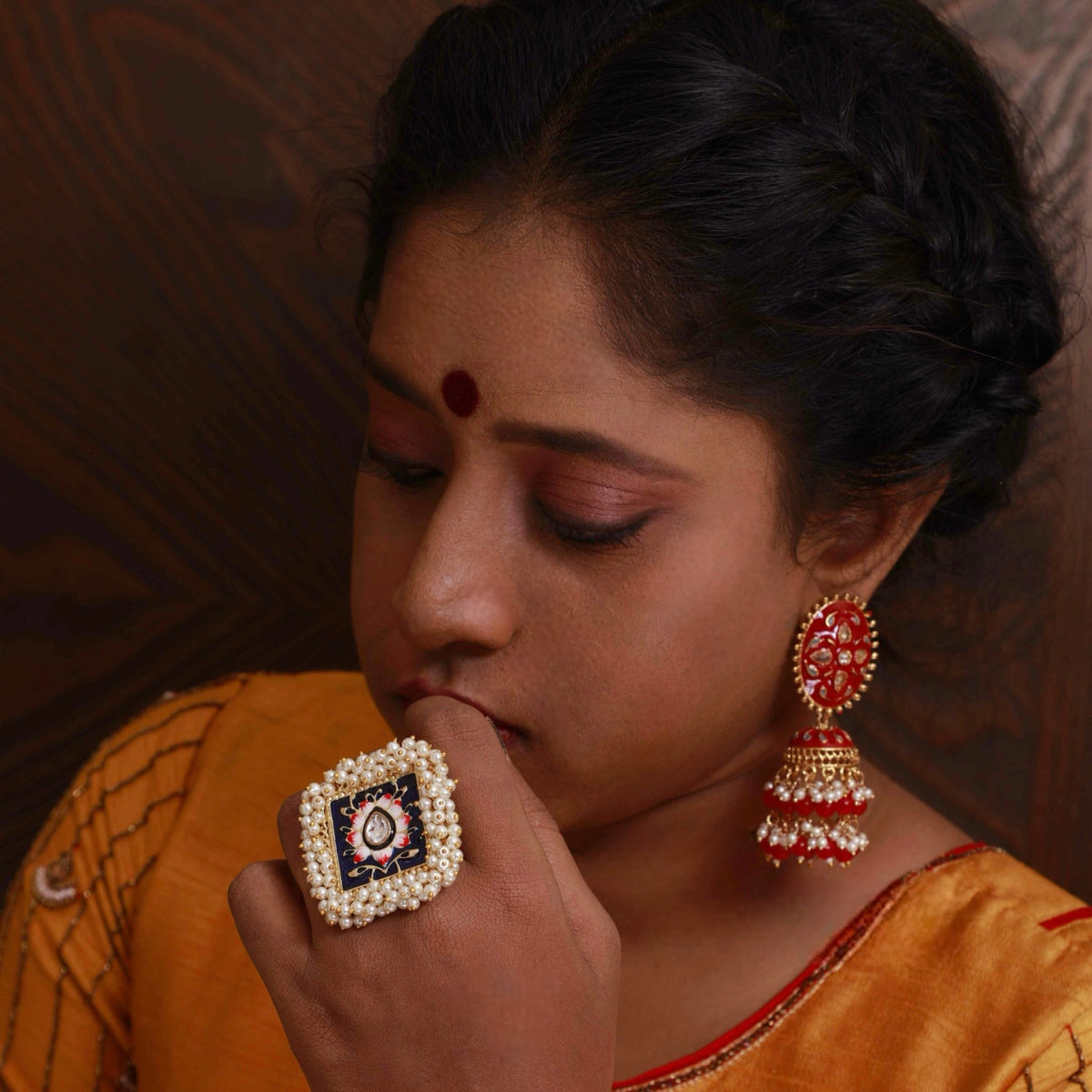 RISHITHA GOLD TONED PREMIUM HANDMADE RING R39