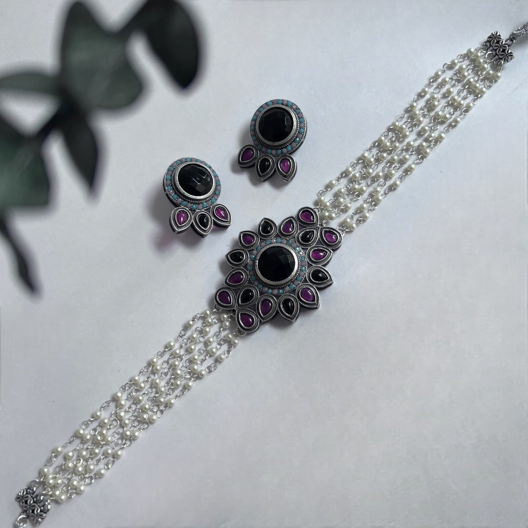 ENA BIJOUX PREMIUM AND EXCLUSIVE SEMI HANDMADE CHOKER WITH EARRINGS CH140