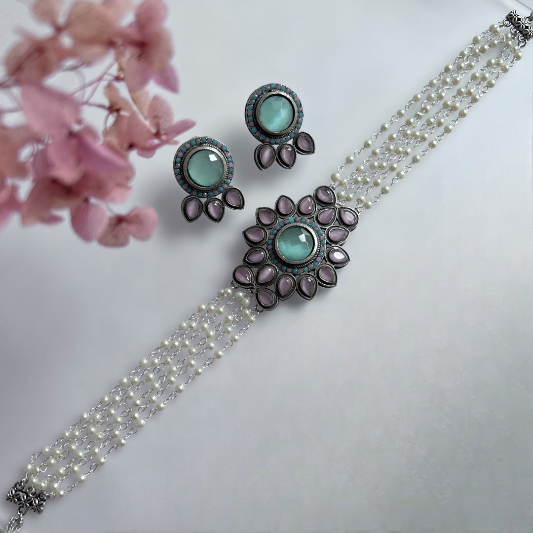 ENA BIJOUX PREMIUM AND EXCLUSIVE SEMI HANDMADE CHOKER WITH EARRINGS CH140