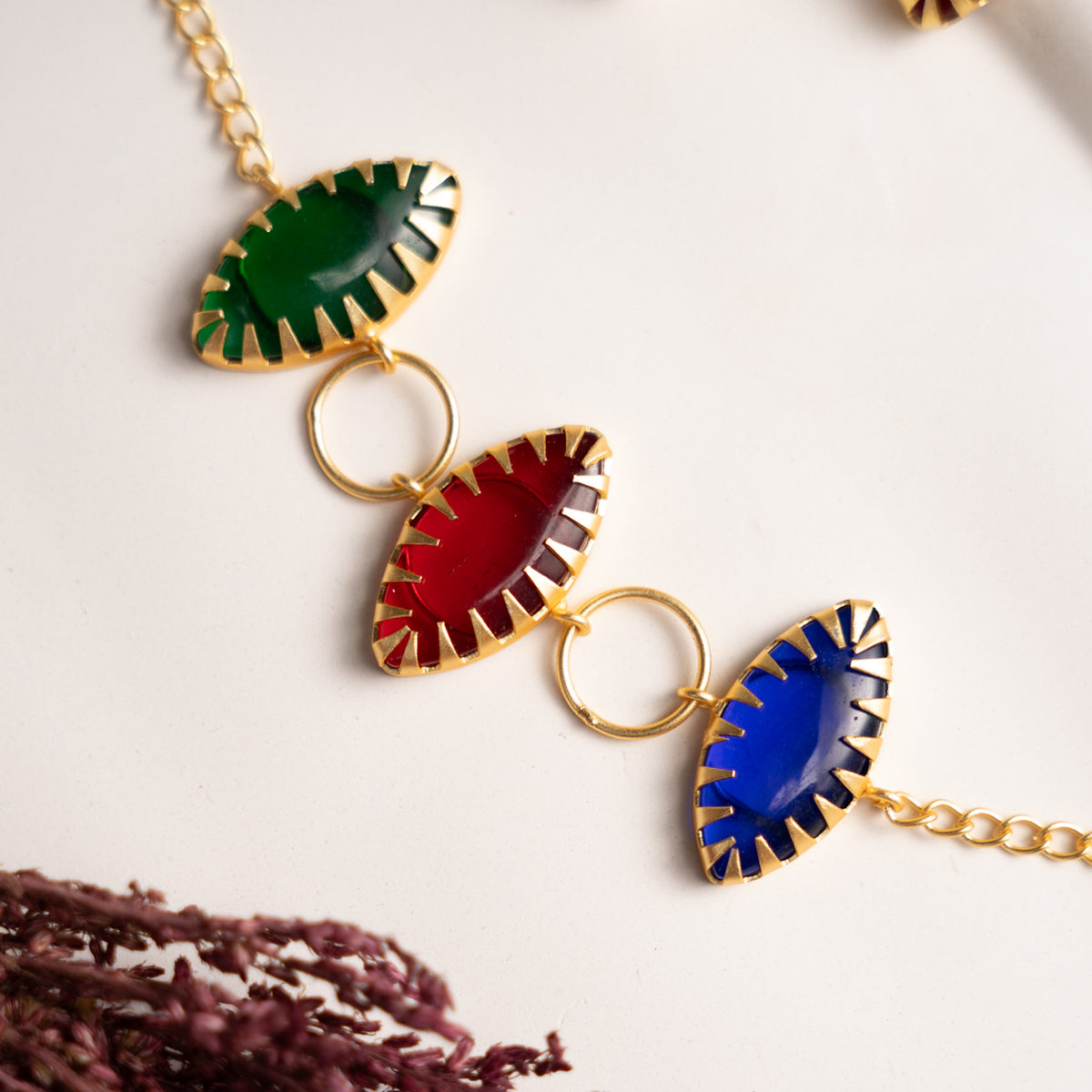 NAOMI GOLD TONED HANDMADE HAND HAMMERED CHOKER EARRINGS OF19