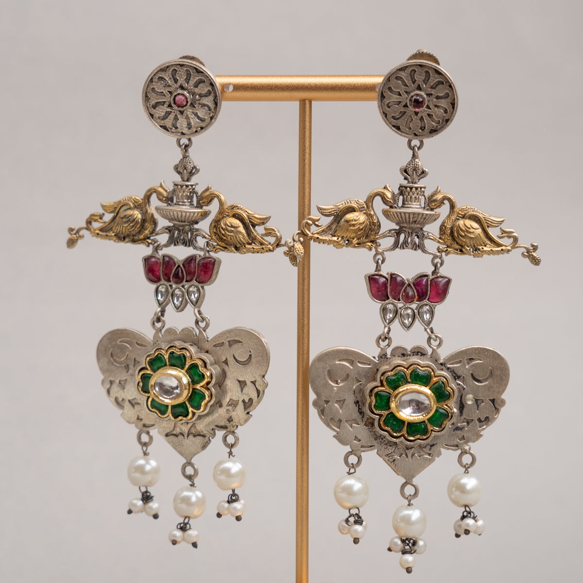 BINA BIJOUX PREMIUM AND EXCLUSIVE FAUX SILVER RAW AND RUSTIC HANDMADE  EARRINGS ER739