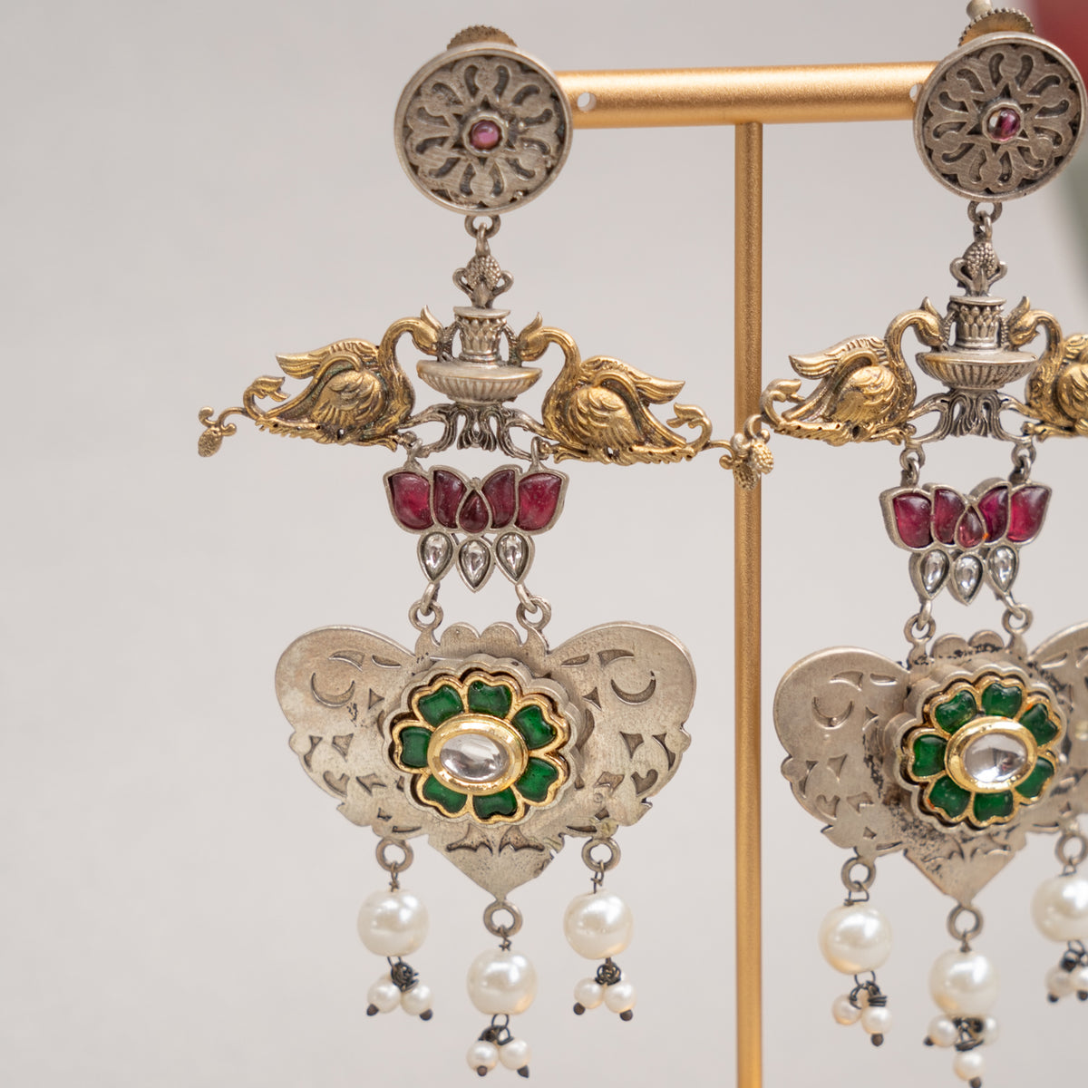 BINA BIJOUX PREMIUM AND EXCLUSIVE FAUX SILVER RAW AND RUSTIC HANDMADE  EARRINGS ER739