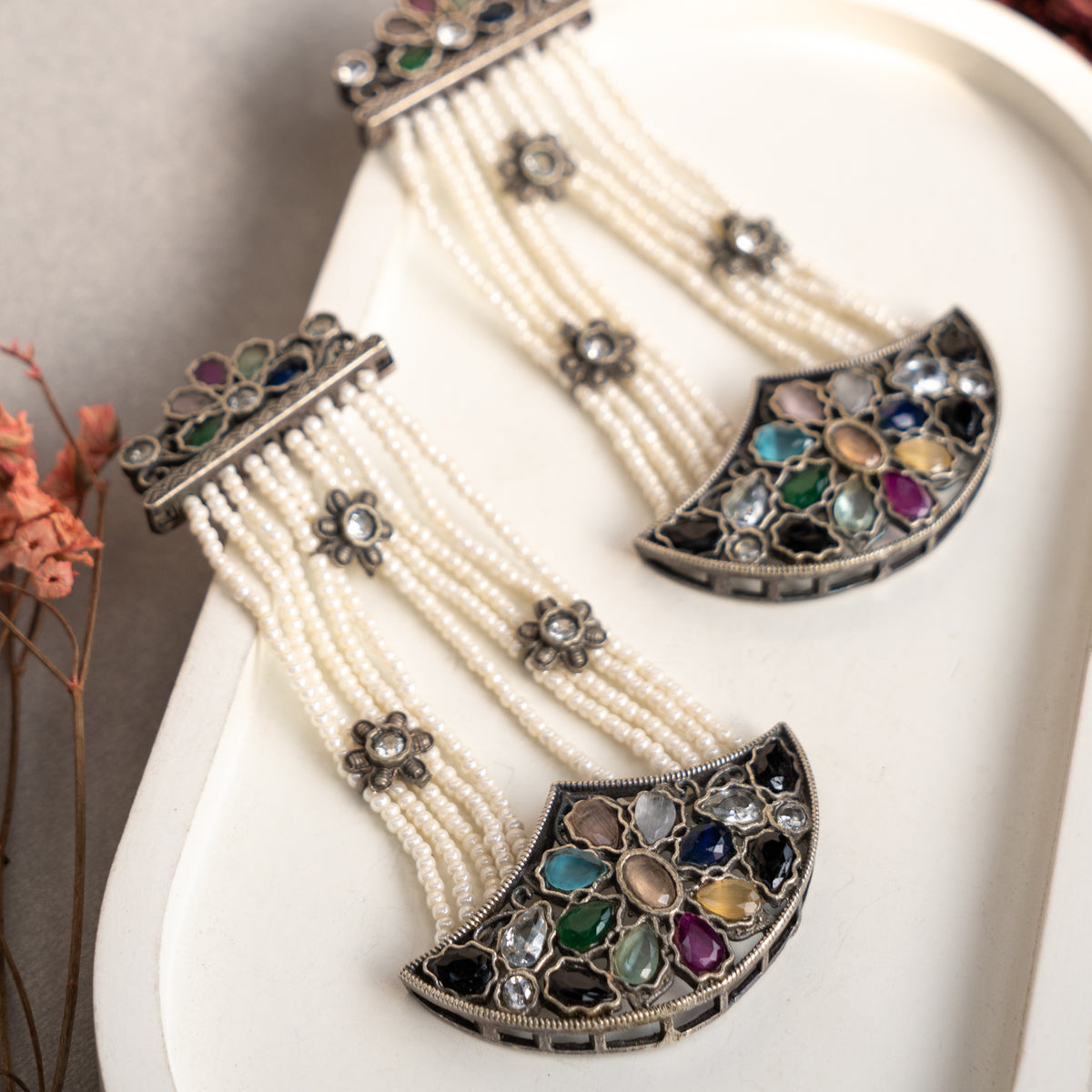 JODHA SILVER LOOK ALIKE SEMI-HANDMADE EARRINGS ER52