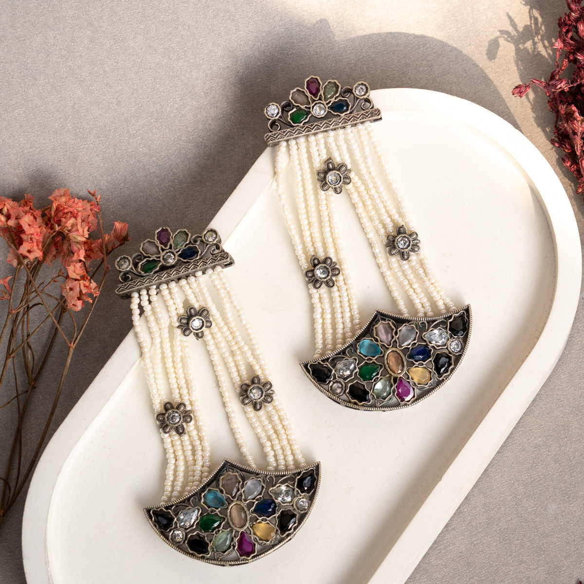 JODHA SILVER LOOK ALIKE SEMI-HANDMADE EARRINGS ER52