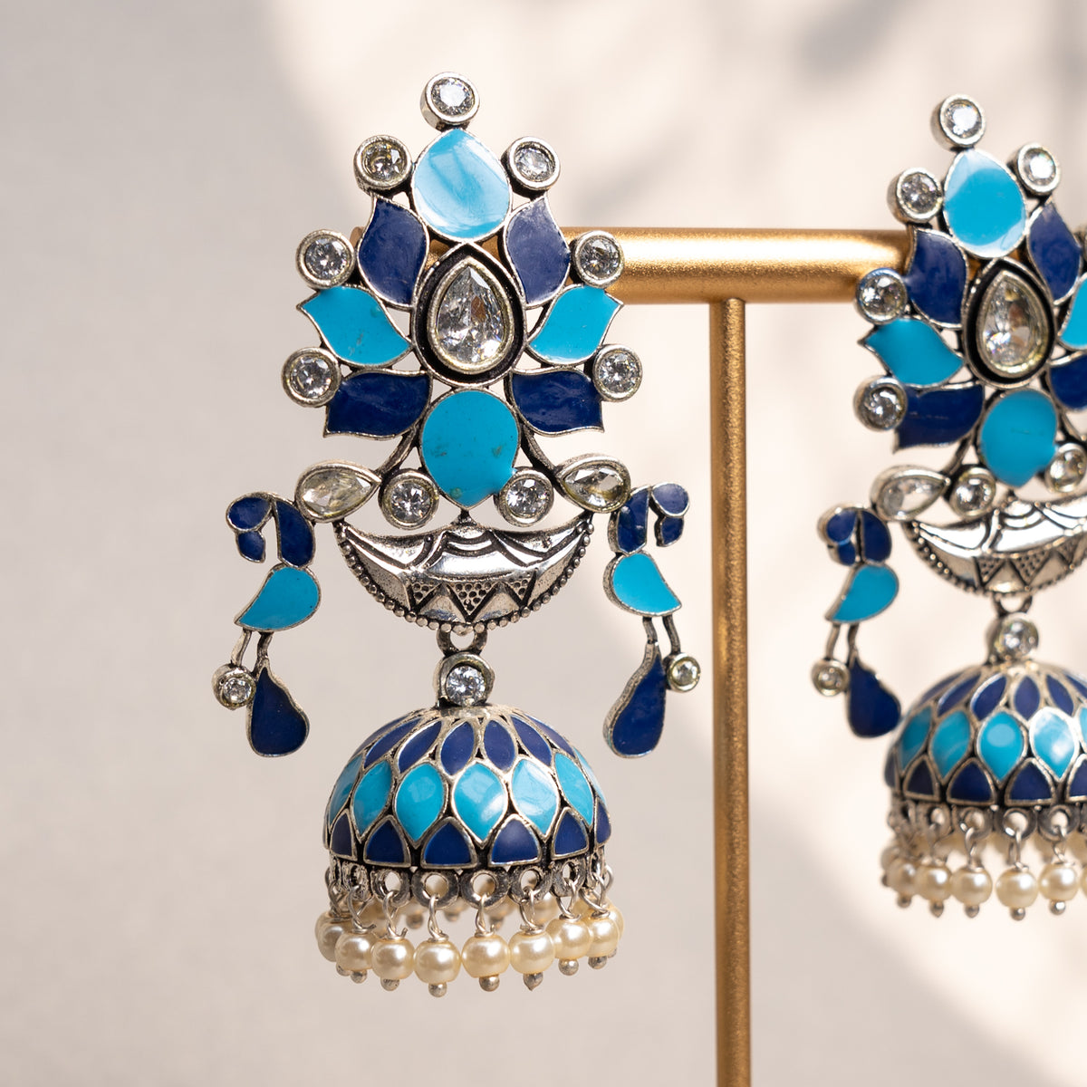 SALOME ENAMEL ANTIQUE SEMI HANDMADE EARRINGS/JHUMKAS ER781