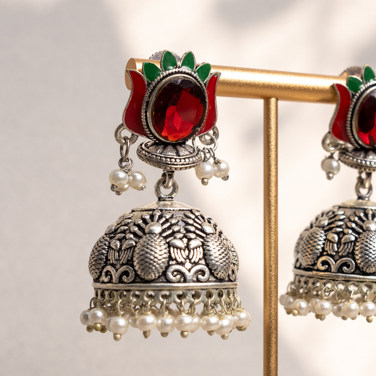 CLAUDETLE OXIDIZED ANTIQUE SEMI HANDMADE EARRINGS ER778