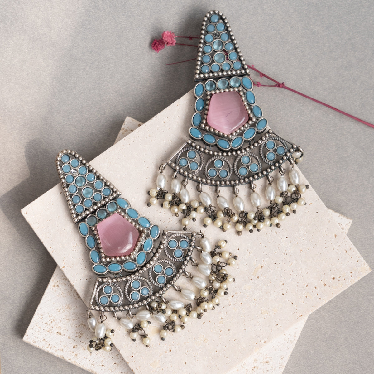 ADITI SEMI HANDMADE BIJOUX PREMIUM MONALISA STONE EARRINGS ER733