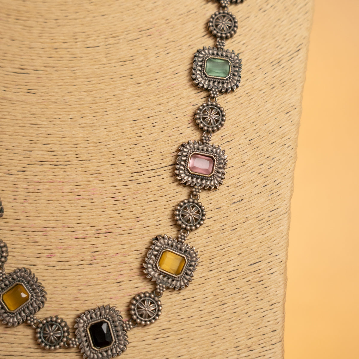 JESI SILVERLOOKALIKE SEMI HANDMADE MALA/ NECKPIECE  ML205