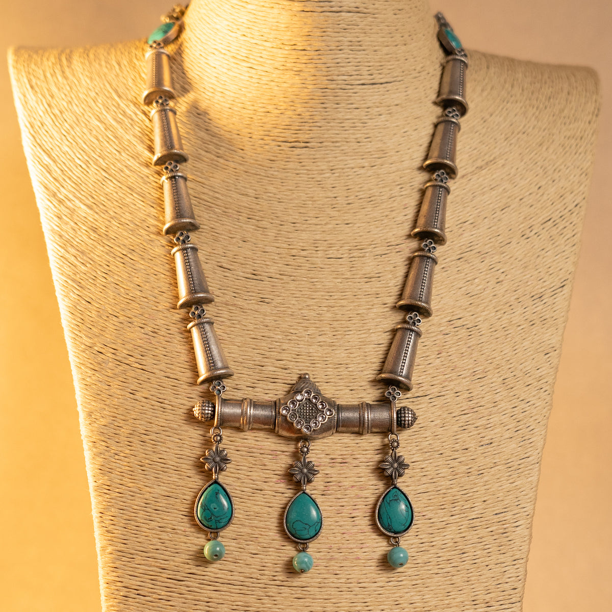 ZIYAN SILVER LOOKALIKE ANTIQUE TRIBAL MALA MALA/ NECKPIECE  ML203