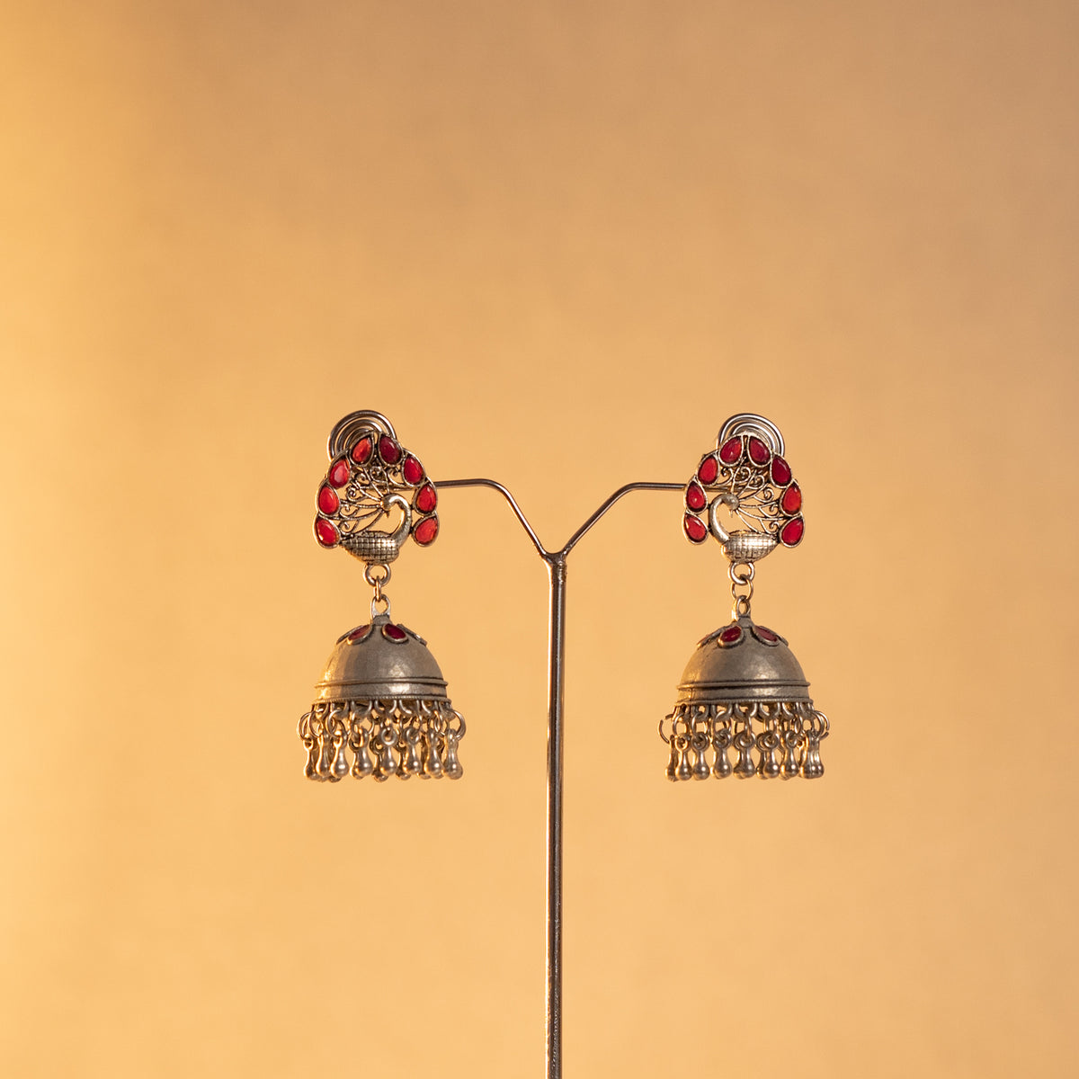 SARAH TEMPLE FAUX SILVER SEMI HANDMADE ANTIQUE NECKPIECE/NECKLACE WITH EARRING NL276