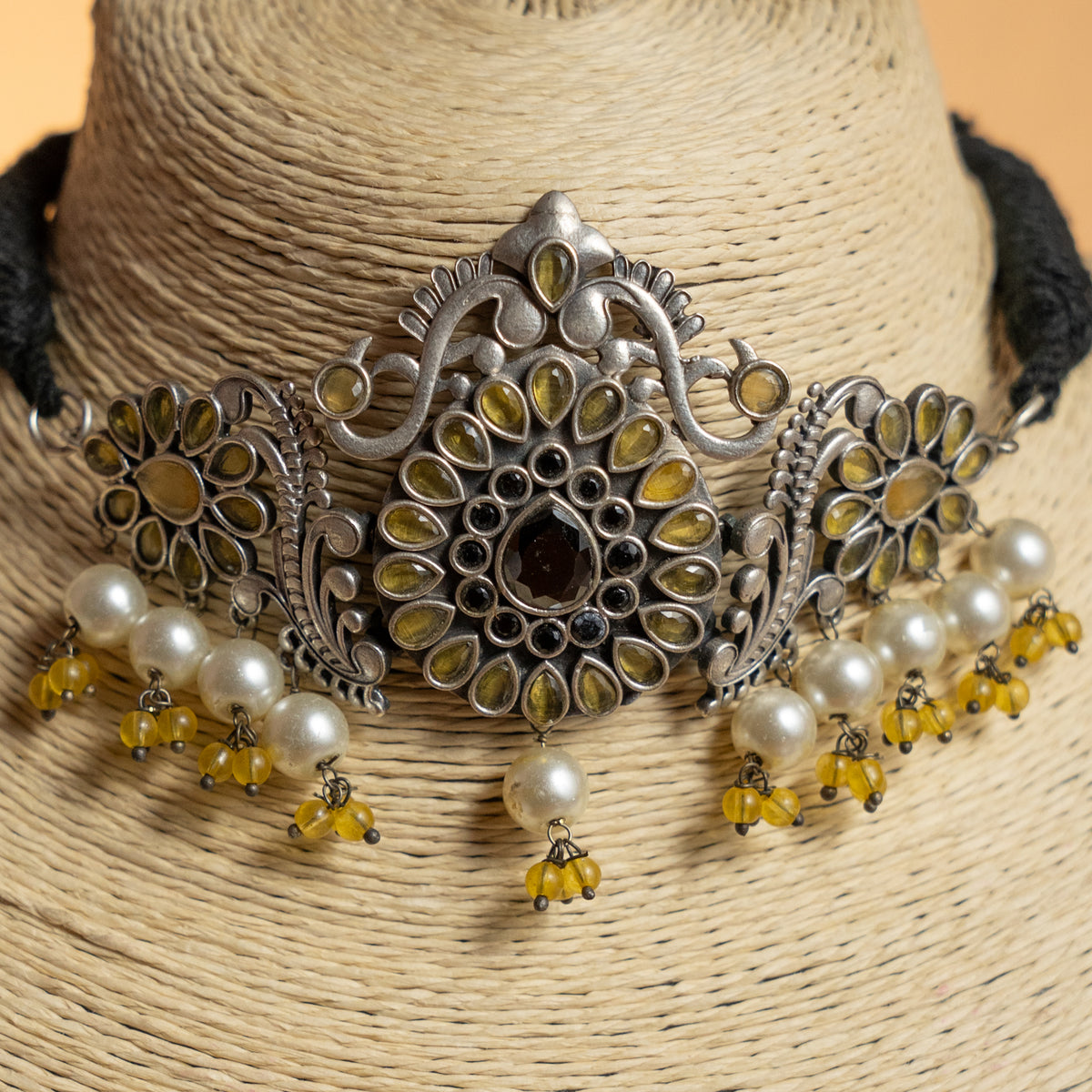 HARPER SEMI HANDMADE BIJOUX PREMIUM  RUSTIC FINISH CHOKER WITH EARRINGS CH512